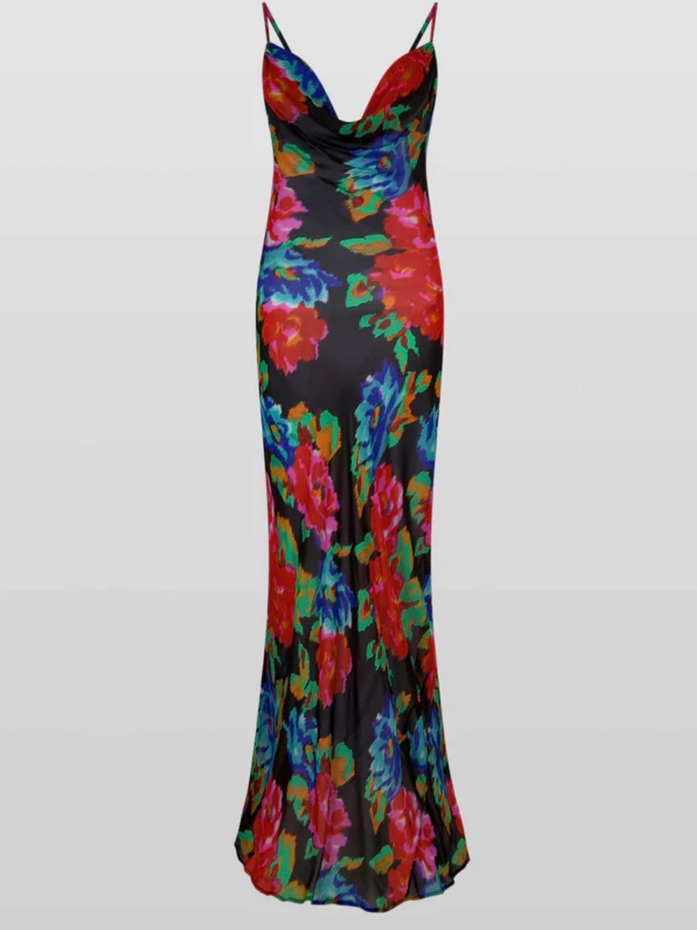 Rat & Boa Black Slip Maxi Dress with Multicolor Floral Print